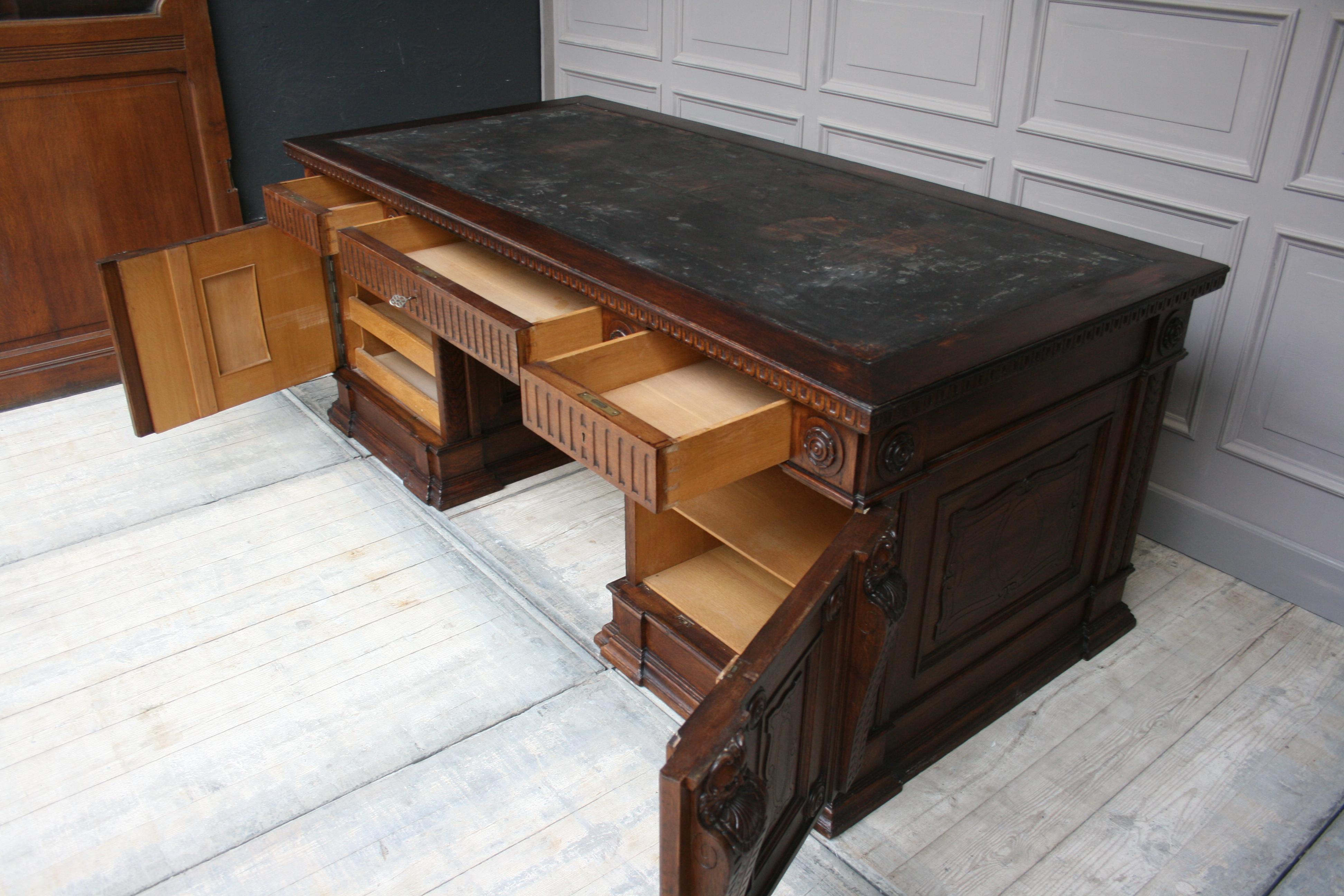 Large German Historicism Renaissance Revival Desk, circa 1890 4