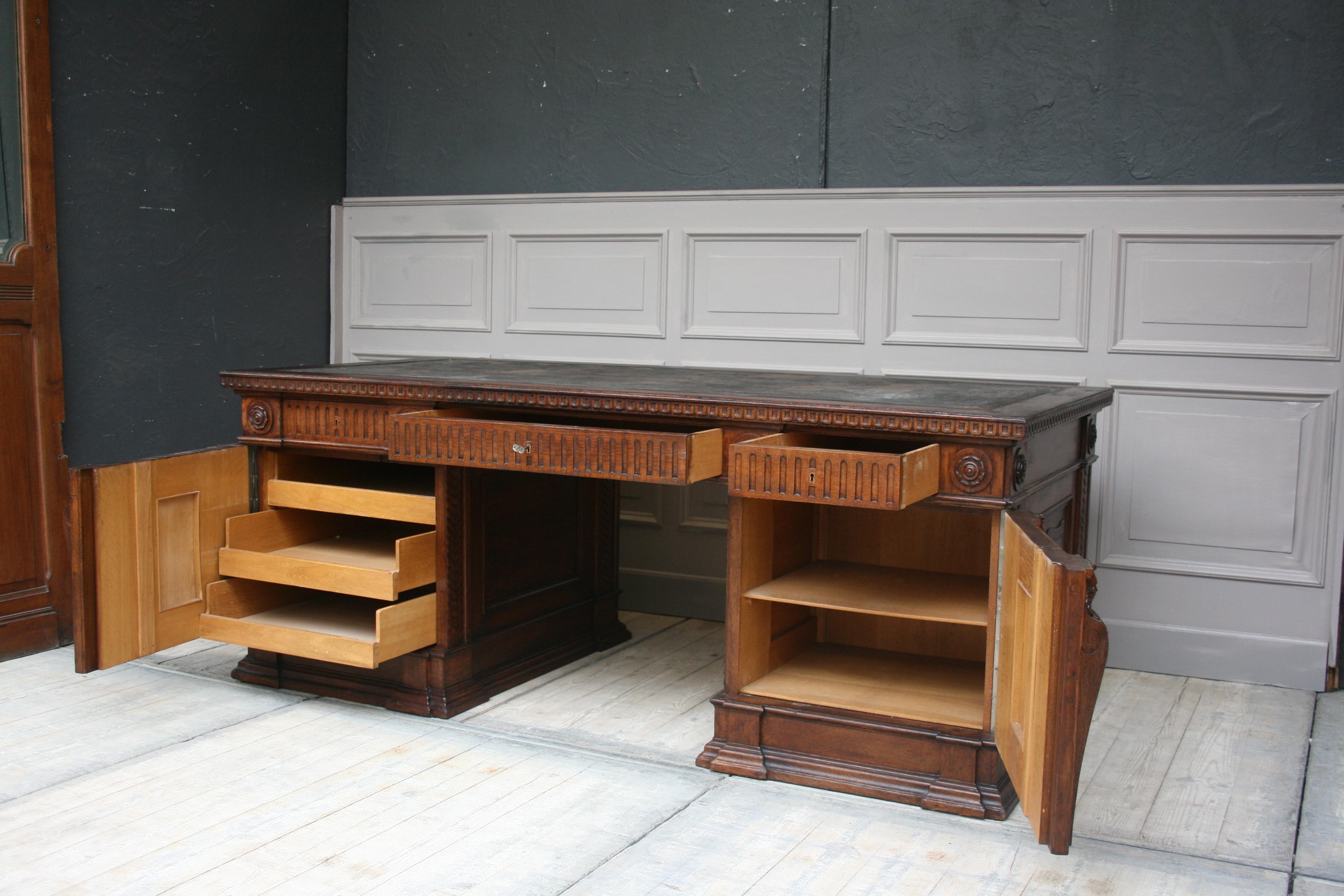 Large German Historicism Renaissance Revival Desk, circa 1890 2