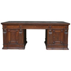 Antique Large German Historicism Renaissance Revival Desk, circa 1890