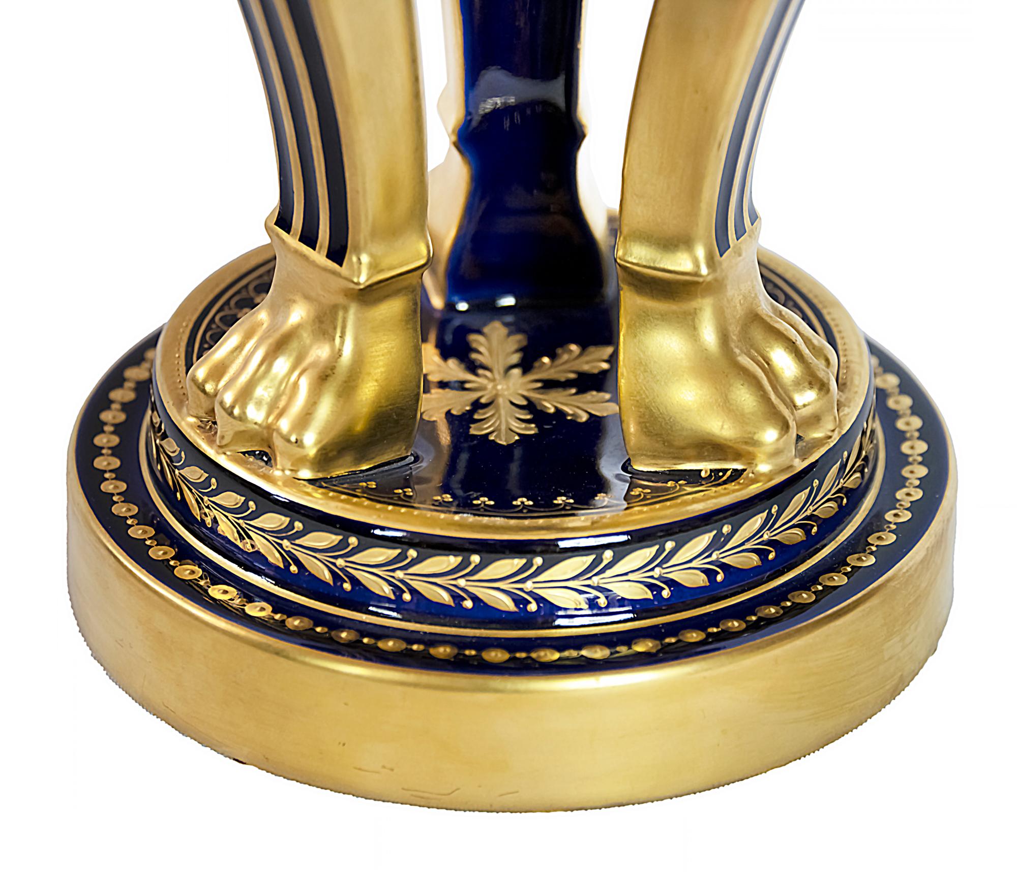 Large German Hutschenreuther Porcelain Empire Style Lidded Vase 1