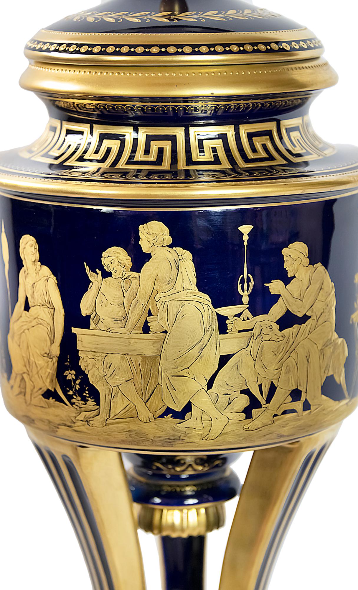Large German Hutschenreuther Porcelain Empire Style Lidded Vase 2