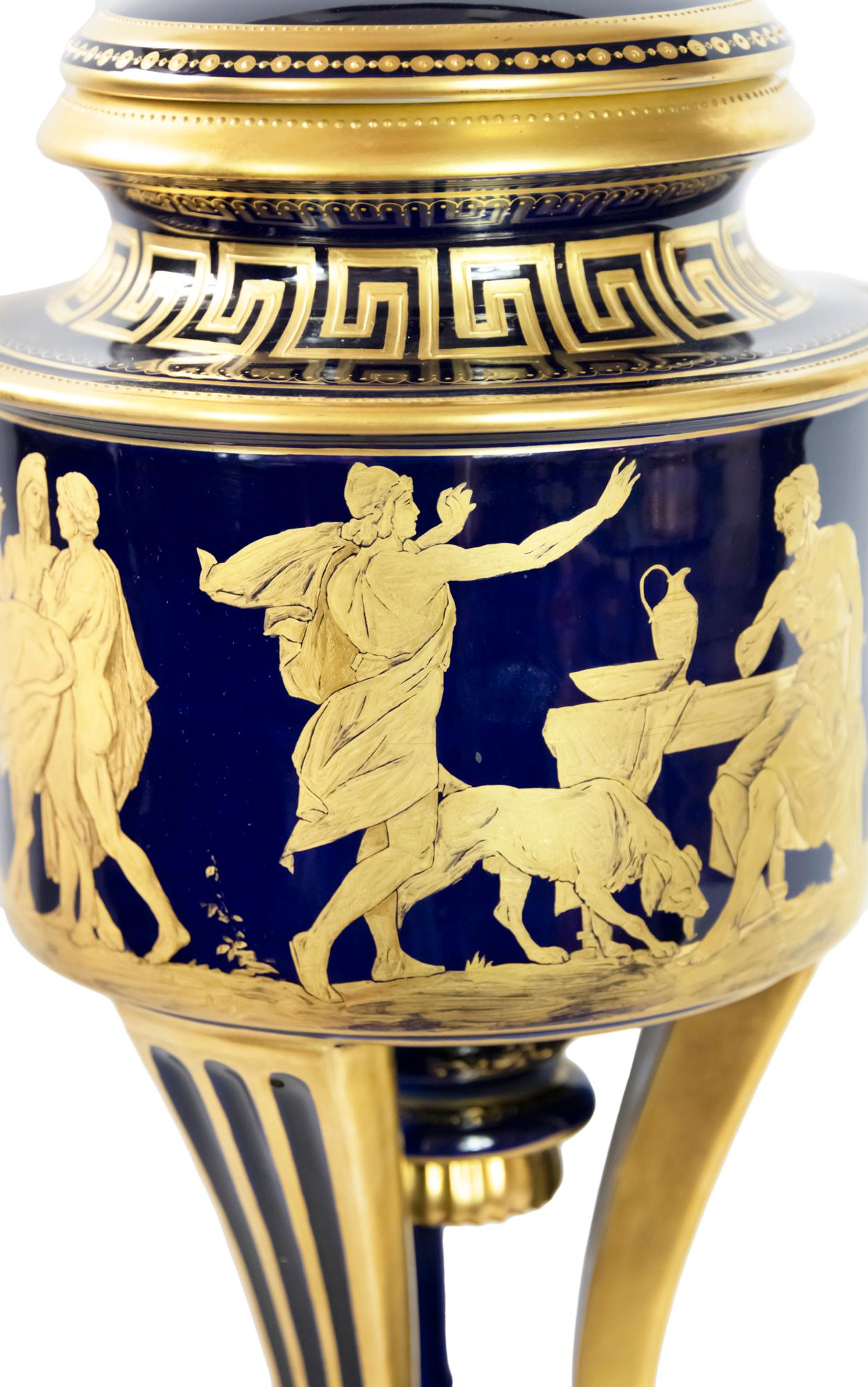 Large German Hutschenreuther Porcelain Empire Style Lidded Vase 4