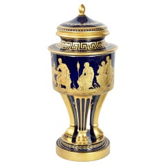 Large German Hutschenreuther Porcelain Empire Style Lidded Vase