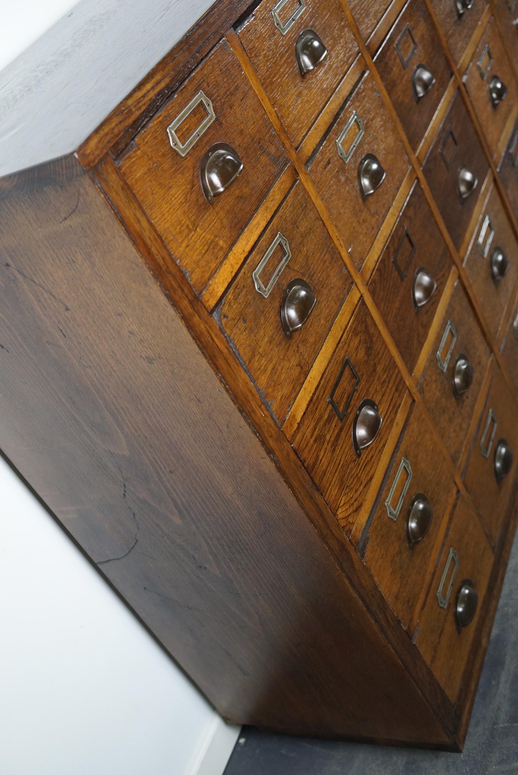 Large German Industrial Oak Apothecary Cabinet / Bank of Drawers, 1930s 9