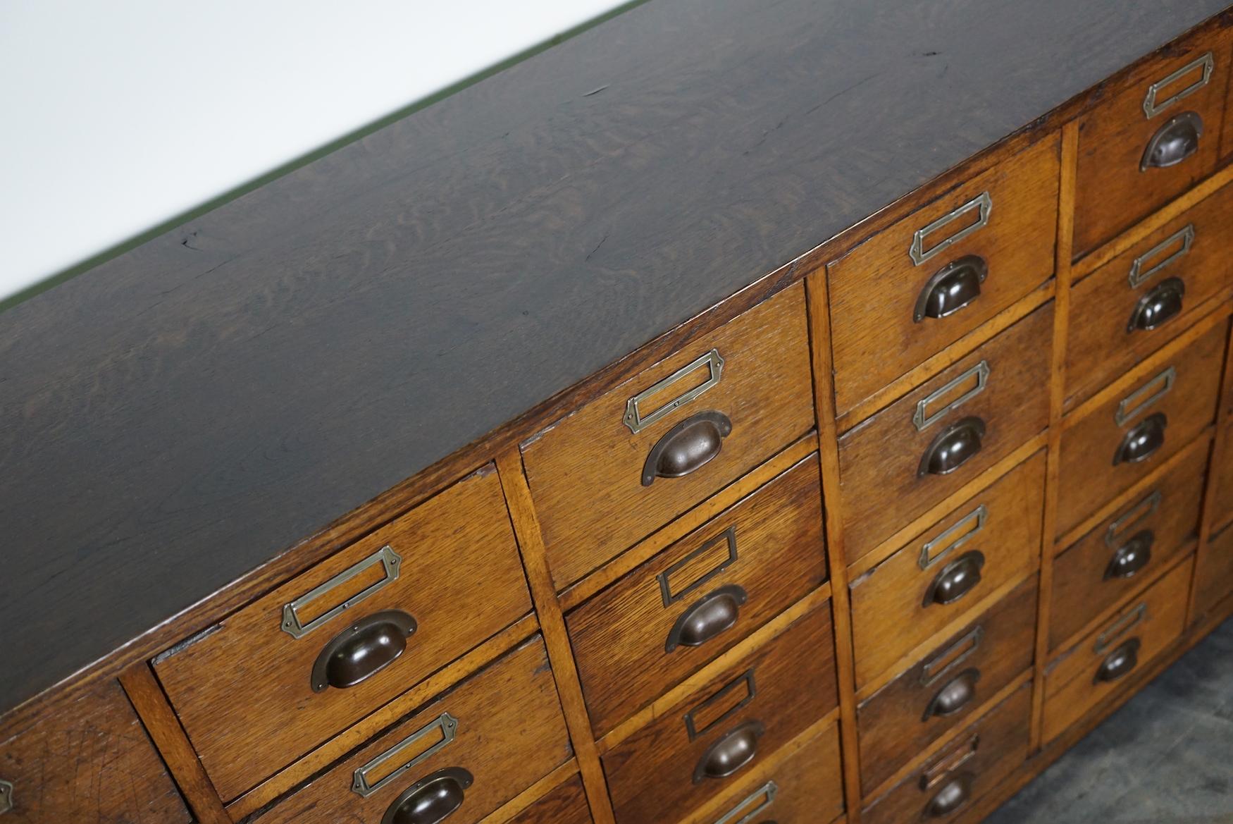 Large German Industrial Oak Apothecary Cabinet / Bank of Drawers, 1930s 13