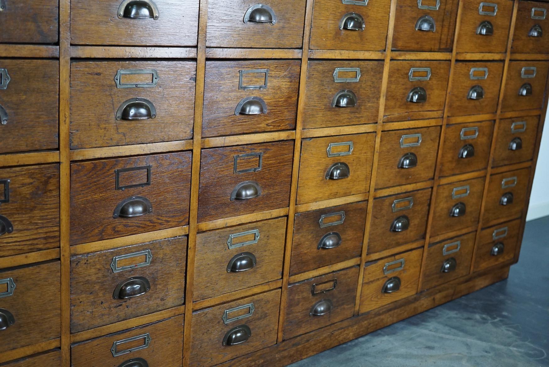 Large German Industrial Oak Apothecary Cabinet / Bank of Drawers, 1930s 14