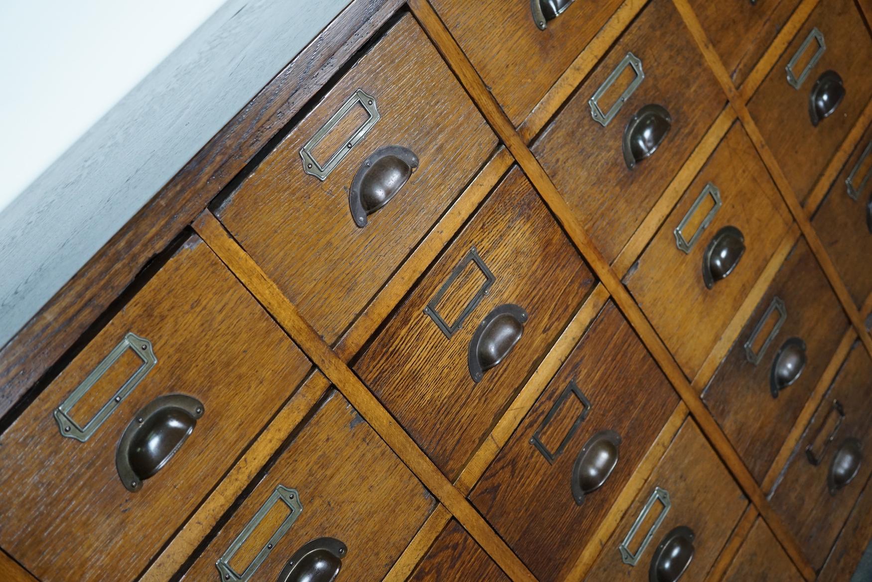 Large German Industrial Oak Apothecary Cabinet / Bank of Drawers, 1930s 15