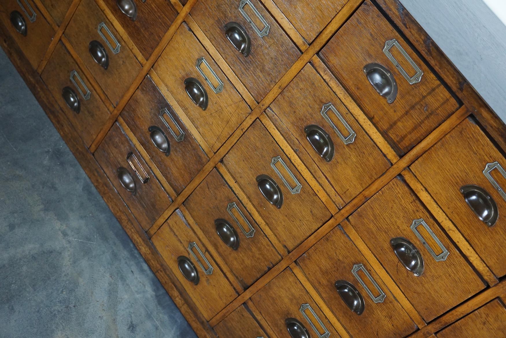 Large German Industrial Oak Apothecary Cabinet / Bank of Drawers, 1930s 1