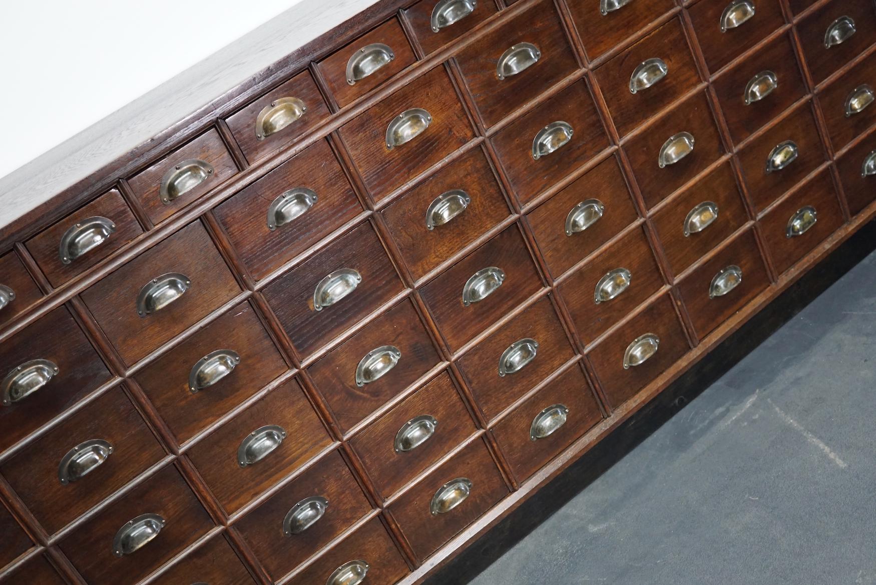 Large German Industrial Oak Apothecary Cabinet, Early-20th Century 11