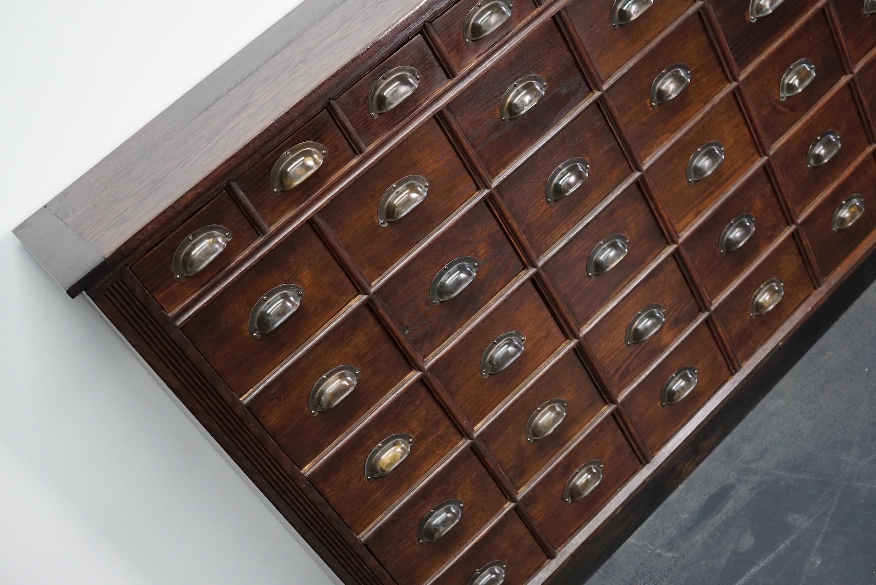 Large German Industrial Oak Apothecary Cabinet, Early-20th Century In Good Condition In Nijmegen, NL