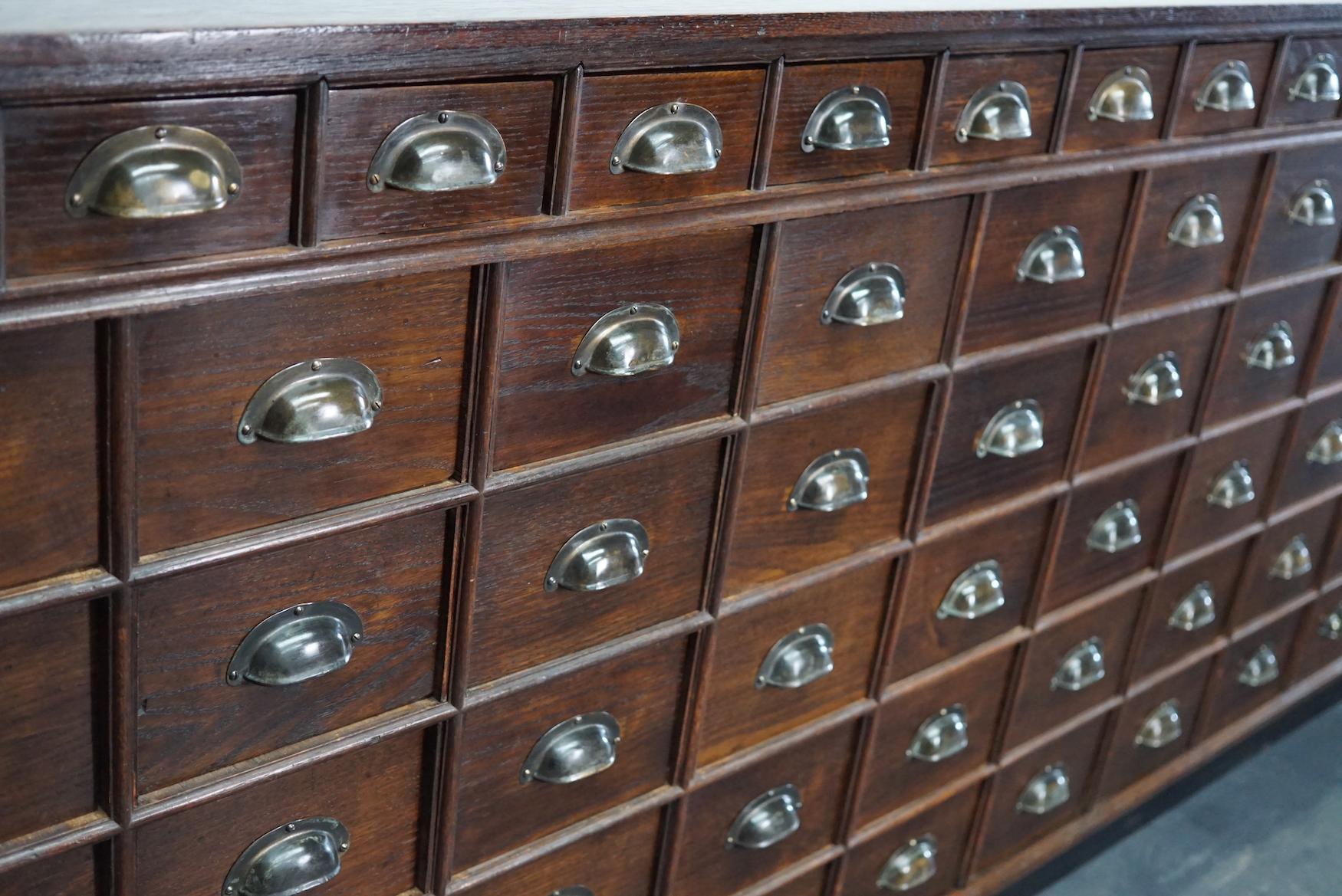 Large German Industrial Oak Apothecary Cabinet, Early-20th Century 6