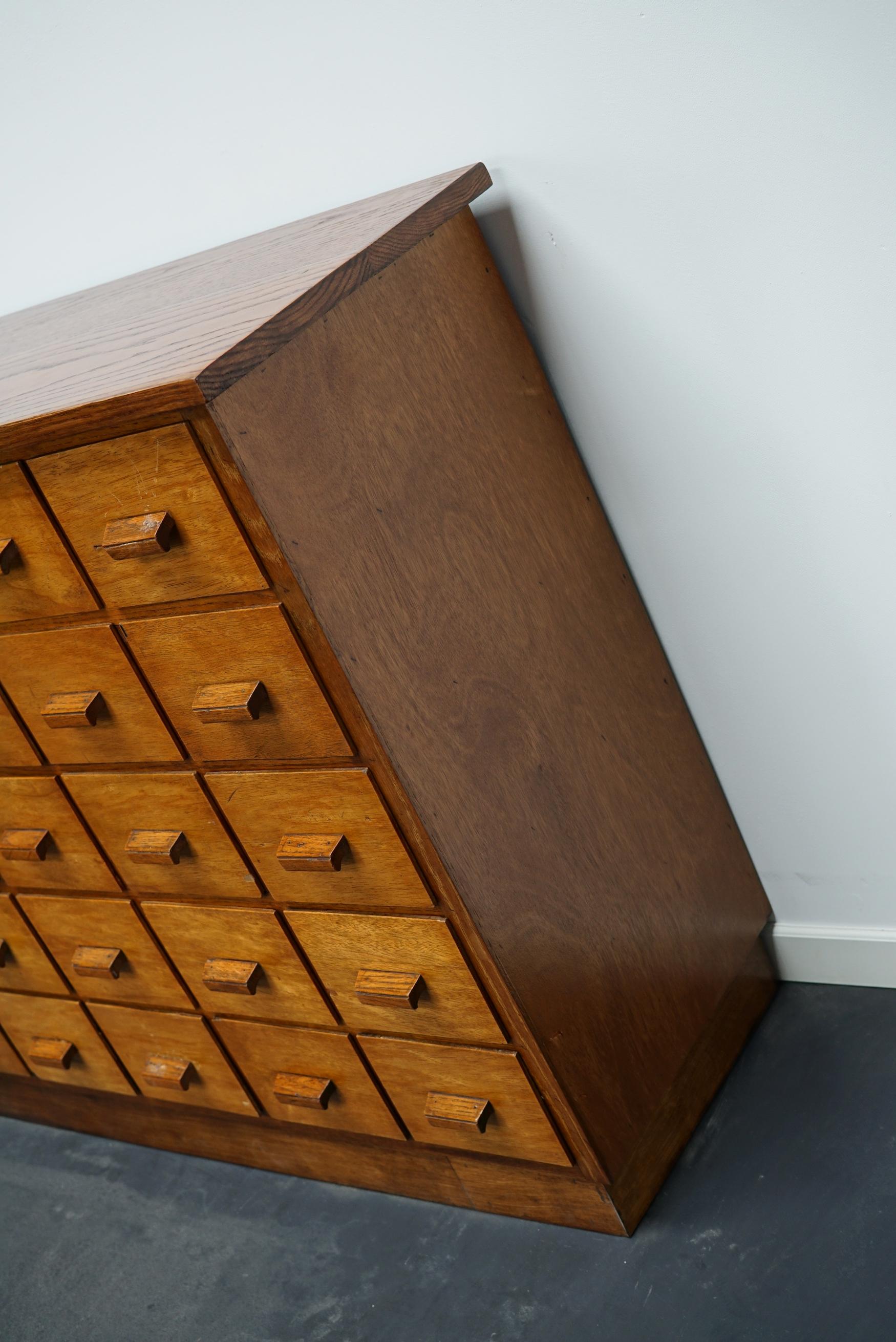 Large German Industrial Oak Apothecary Cabinet, Mid-20th Century In Good Condition In Nijmegen, NL