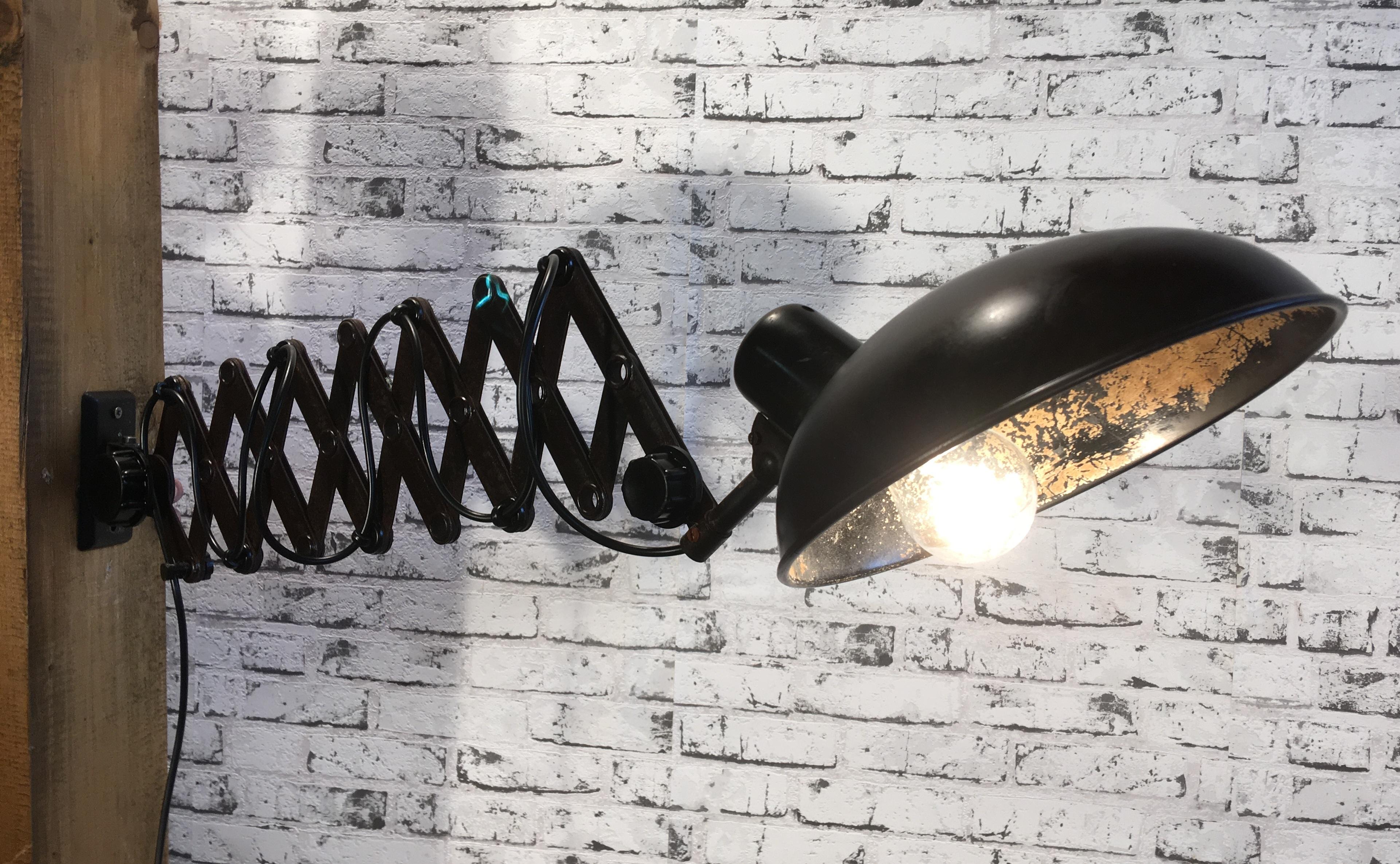 Large German Industrial Scissor Wall Lamp from Helion, 1930s 7