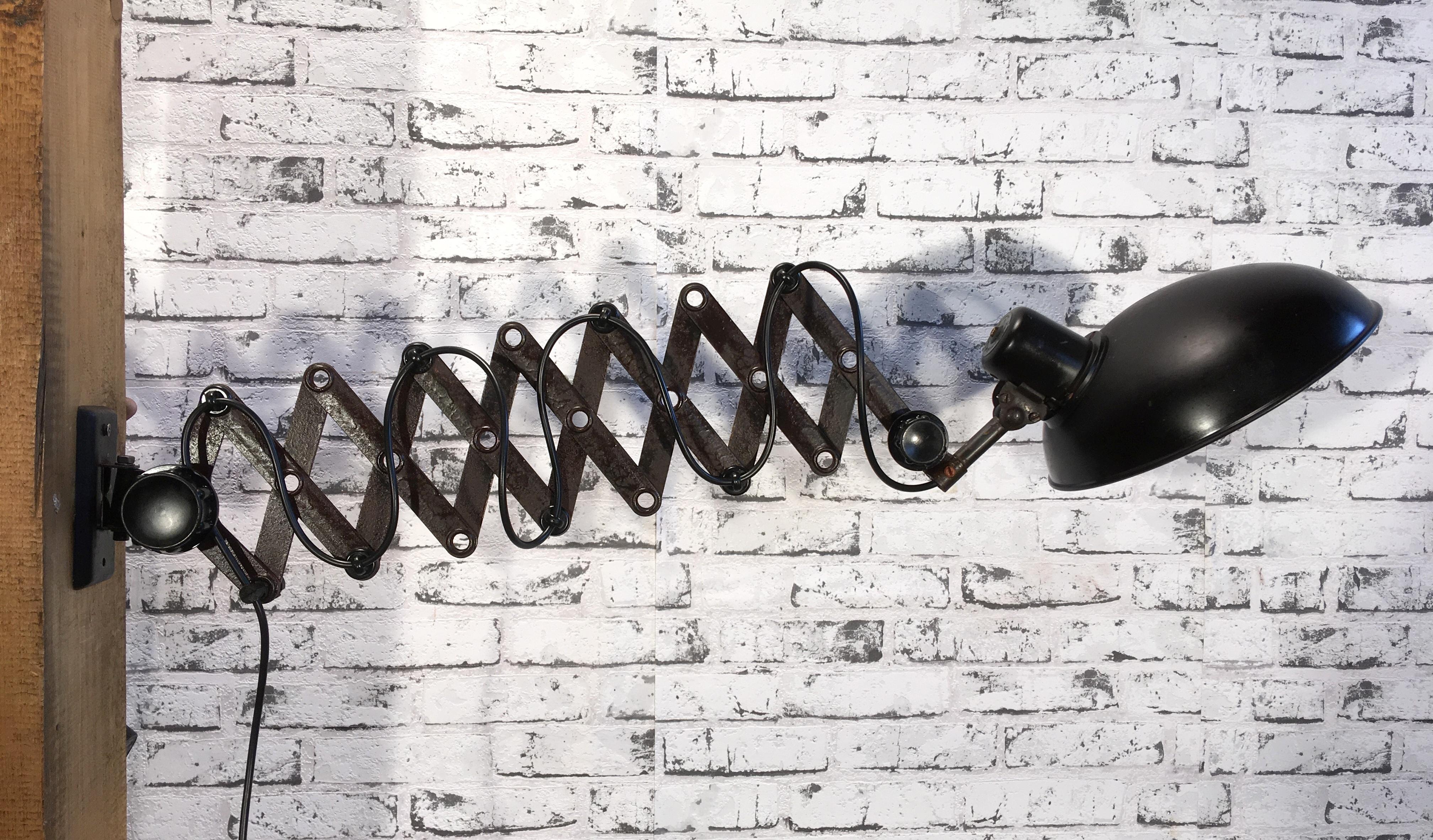 Large German Industrial Scissor Wall Lamp from Helion, 1930s 1