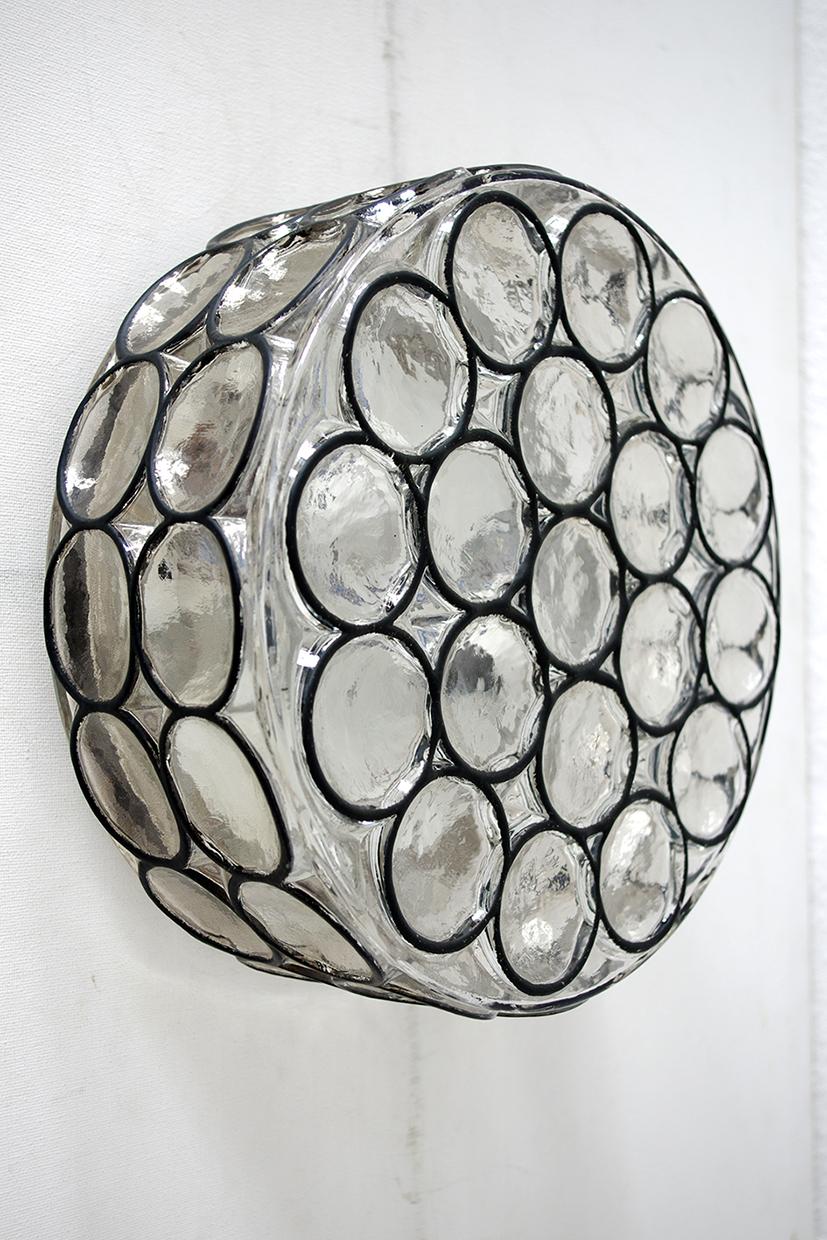 Mid-Century Modern Large German Blown Glass Ceiling or Wall Light Flush Mount, 1960s