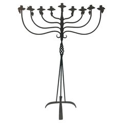 Gran lámpara de Hanukkah de hierro alemana Arts and Crafts