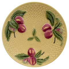 Large German Majolica Cherries Platter Circa 1920