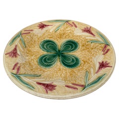 Large German Majolica Clover Plate Circa 1900