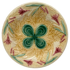 Large German Majolica Clover Plate Circa 1900