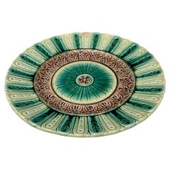 Large German Majolica Geometrical Plate Circa 1900