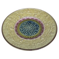 Large German Majolica Grapes & Acanthus Plate
