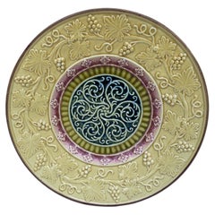 Large German Majolica Grapes & Acanthus Plate