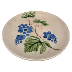 Large German Majolica Grapes Platter Circa 1920