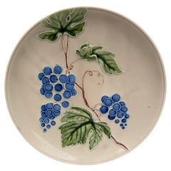 Large German Majolica Grapes Platter Circa 1920