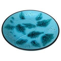 Large German Majolica Leaves & Flowers Plate Circa 1900