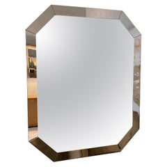 Large German Mid-Century Modern Chrome Frame Octagonal Wall Mirror, around 1970