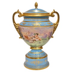 Grand vase en porcelaine néoclassique allemande avec couvercle de Hutschenreuther