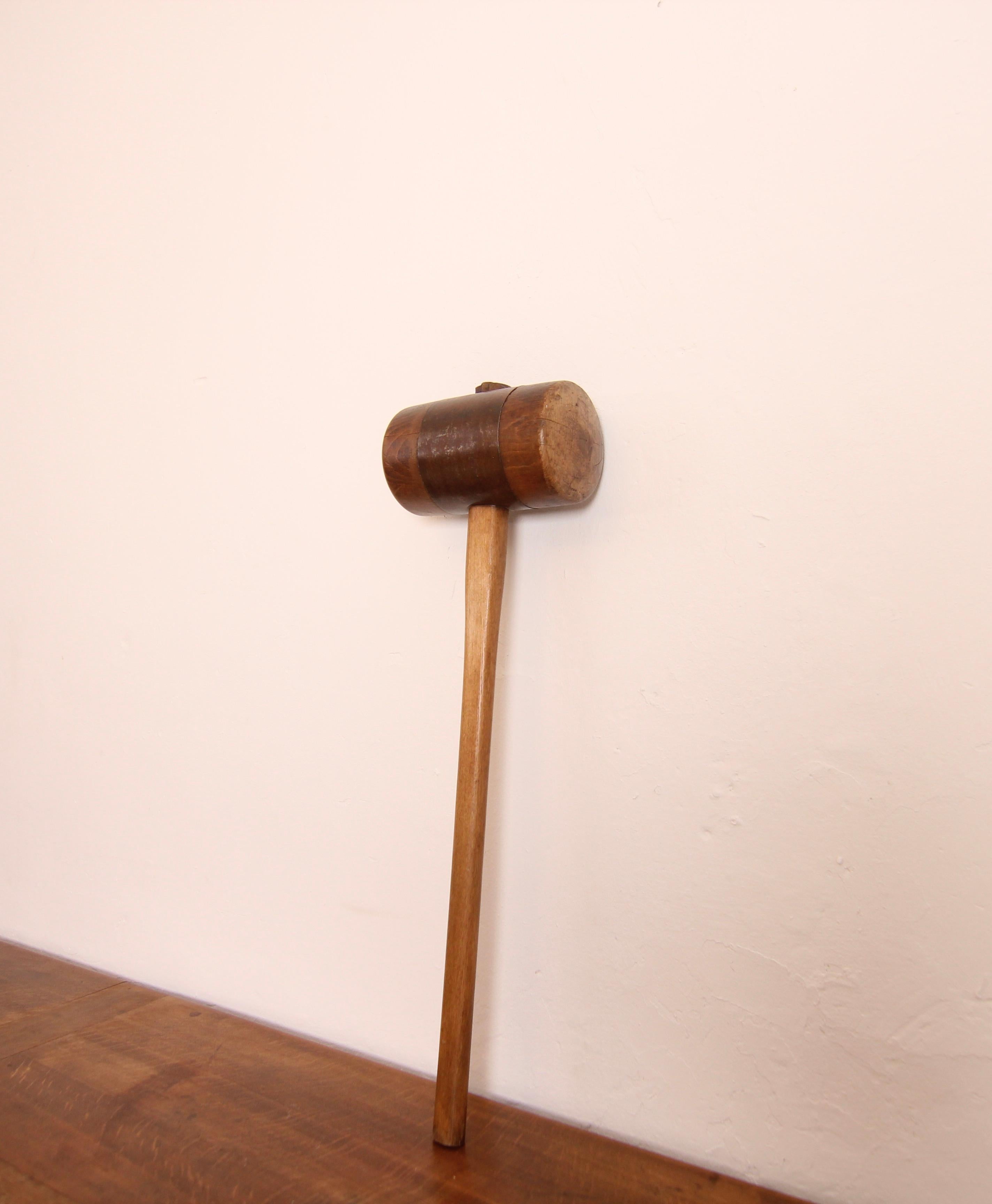 Large German wooden hammer from the 1950`s. This piece was made and used for the famous old German game called 