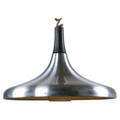 Vintage Large German pendant light in chrome metal, Tulip model by Erco 1960.