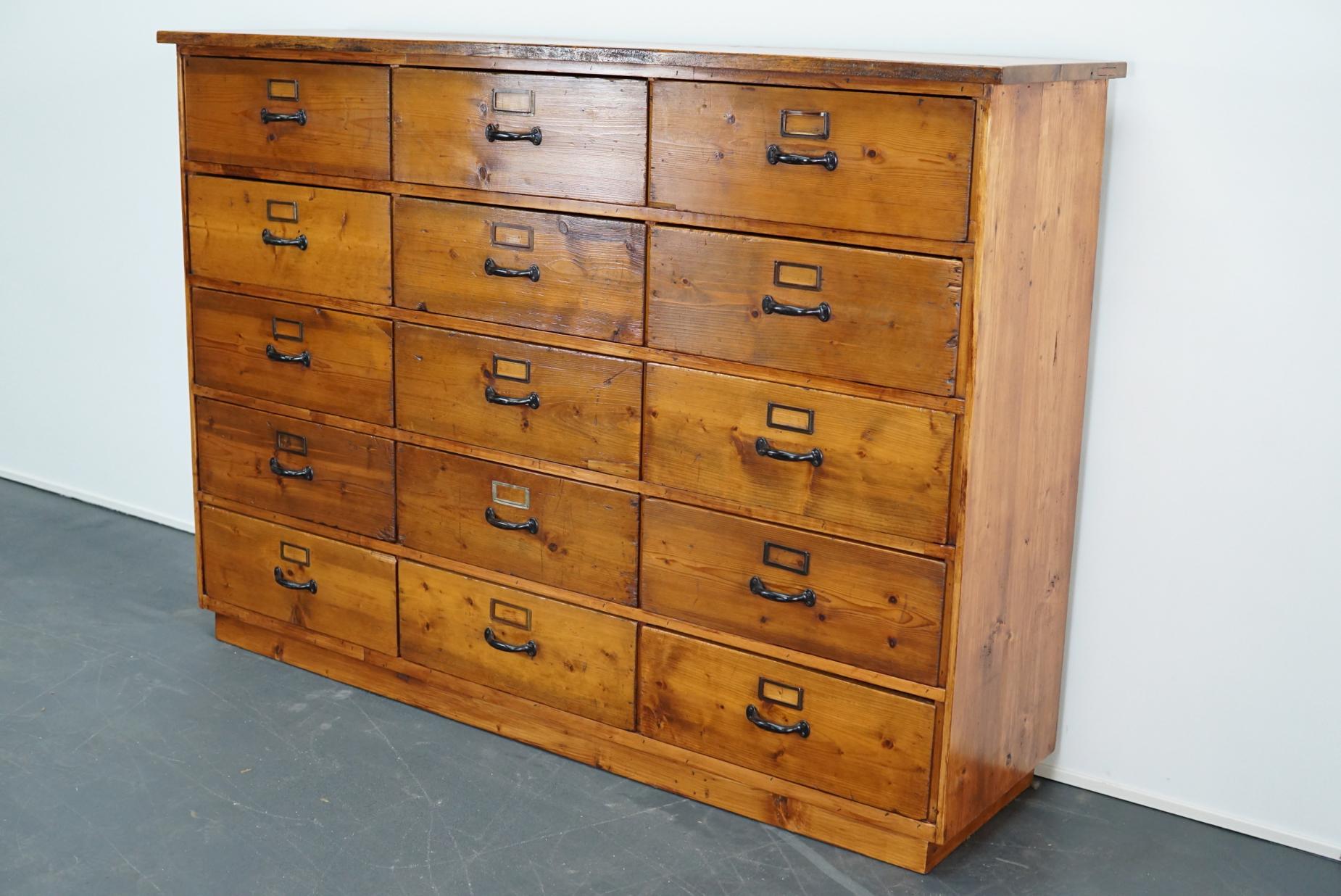 Large German Pine Apothecary Cabinet, 1950s 5