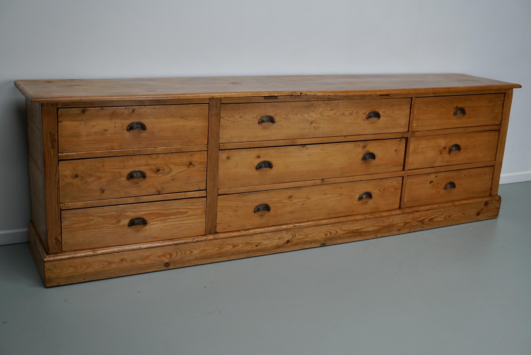Large German Pine Apothecary Cabinet / Bank of Drawers, Early 20th Century For Sale 3