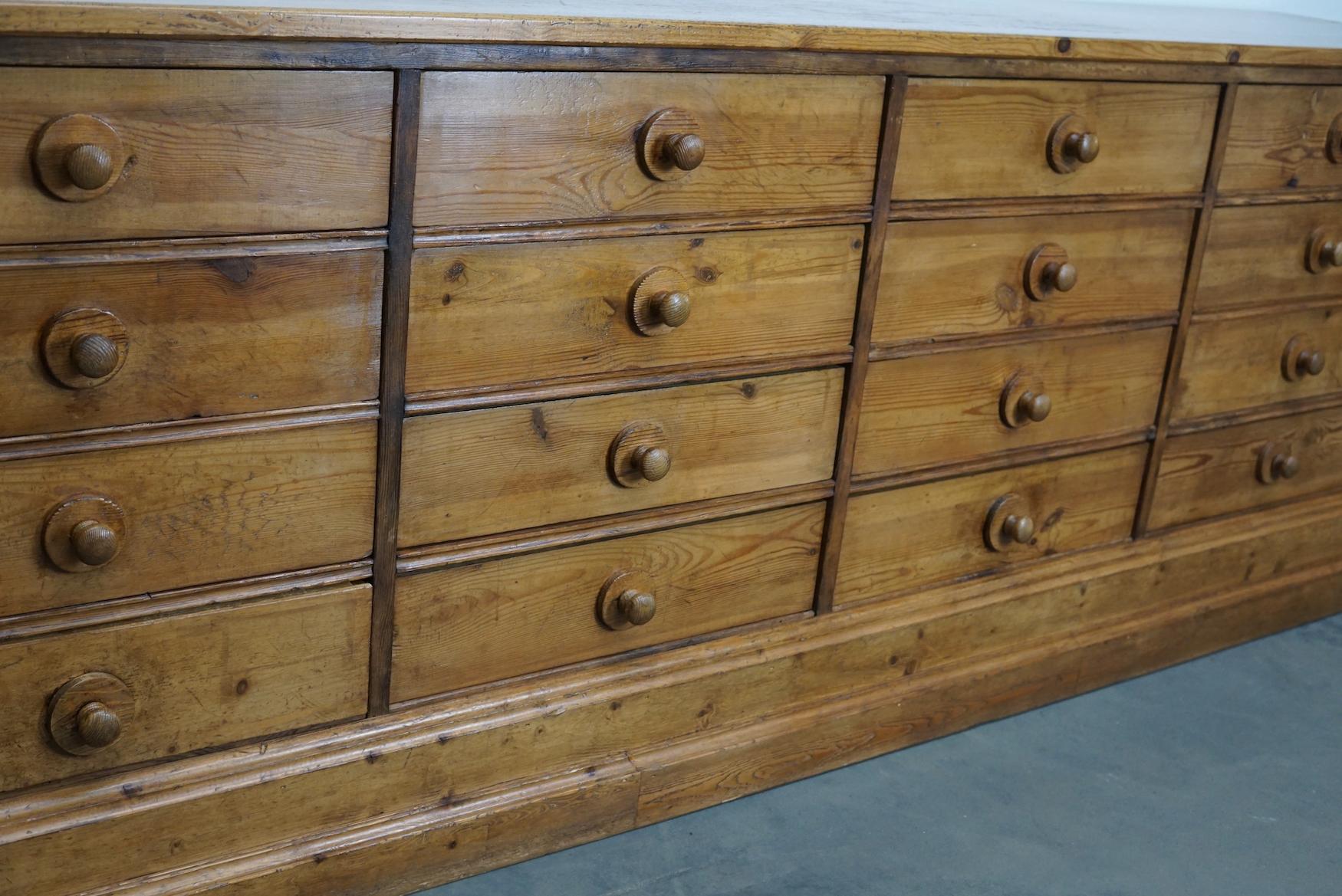 Large German Pine Apothecary Cabinet / Shop Counter, Early 20th Century 11