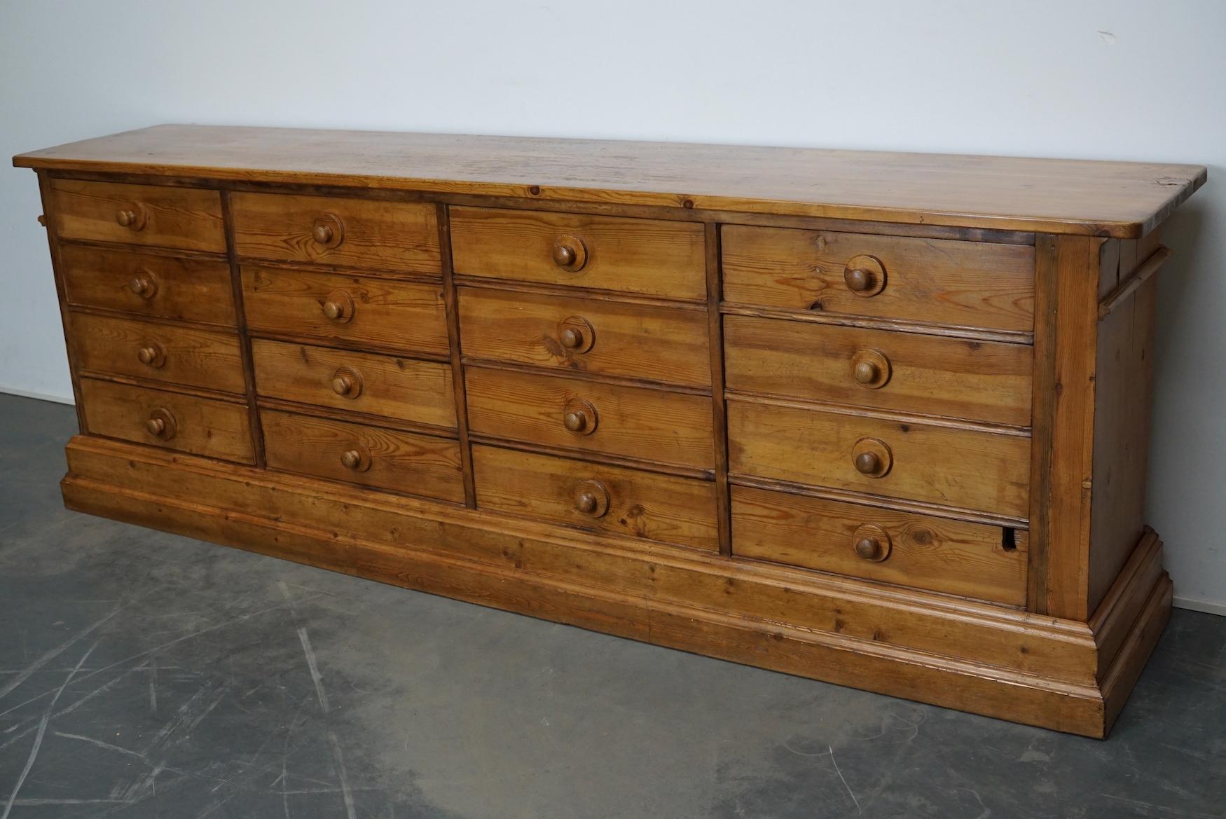 Large German Pine Apothecary Cabinet / Shop Counter, Early 20th Century 13
