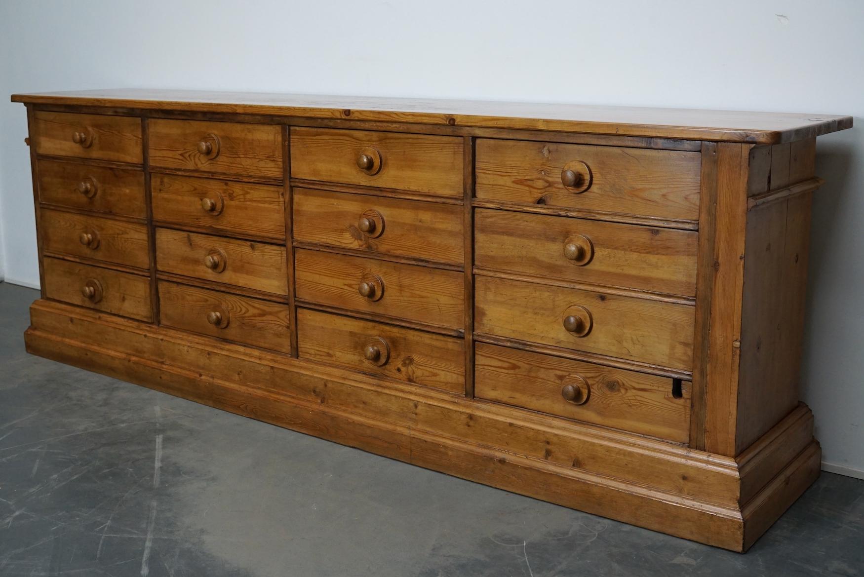 Large German Pine Apothecary Cabinet / Shop Counter, Early 20th Century 5
