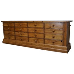 Large German Pine Apothecary Cabinet / Shop Counter, Early 20th Century