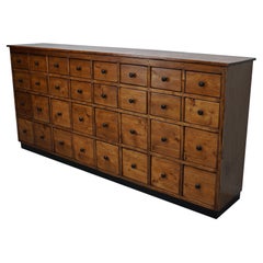 Large German Pine Industrial Apothecary / Shop Cabinet, 1950s