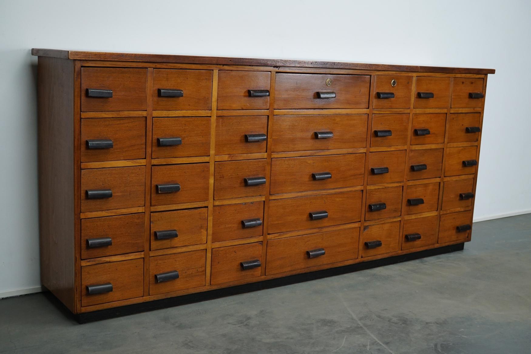 Large German Pine or Oak Apothecary Cabinet, 1940s 1