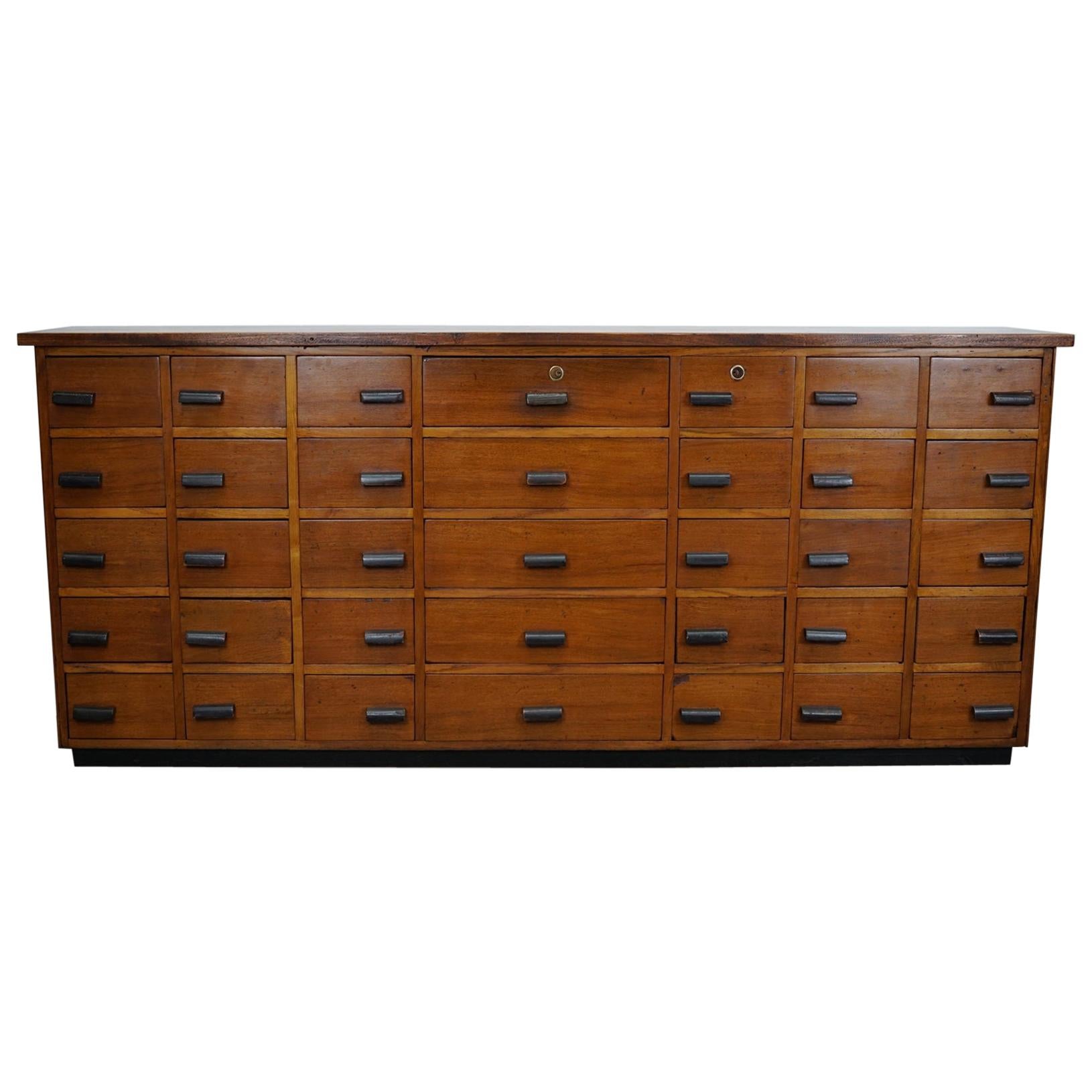 Large German Pine or Oak Apothecary Cabinet, 1940s