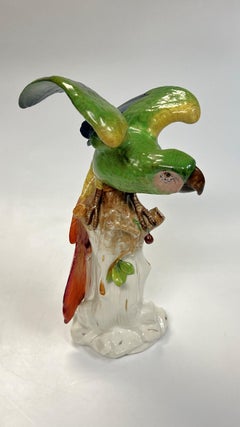 Large German Porcelain Parrot Figurine