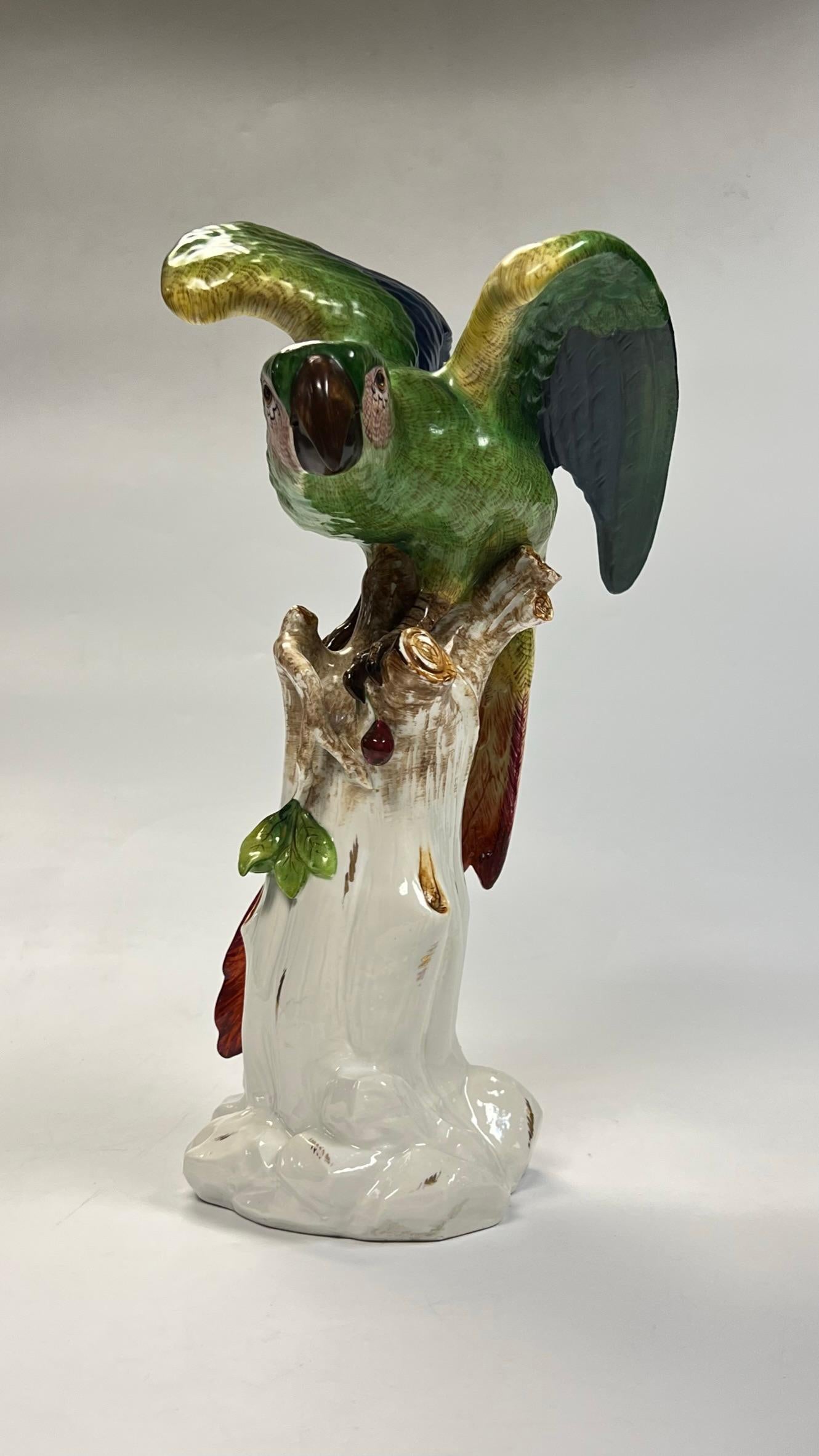Large German Porcelain Parrot Figurine For Sale 4