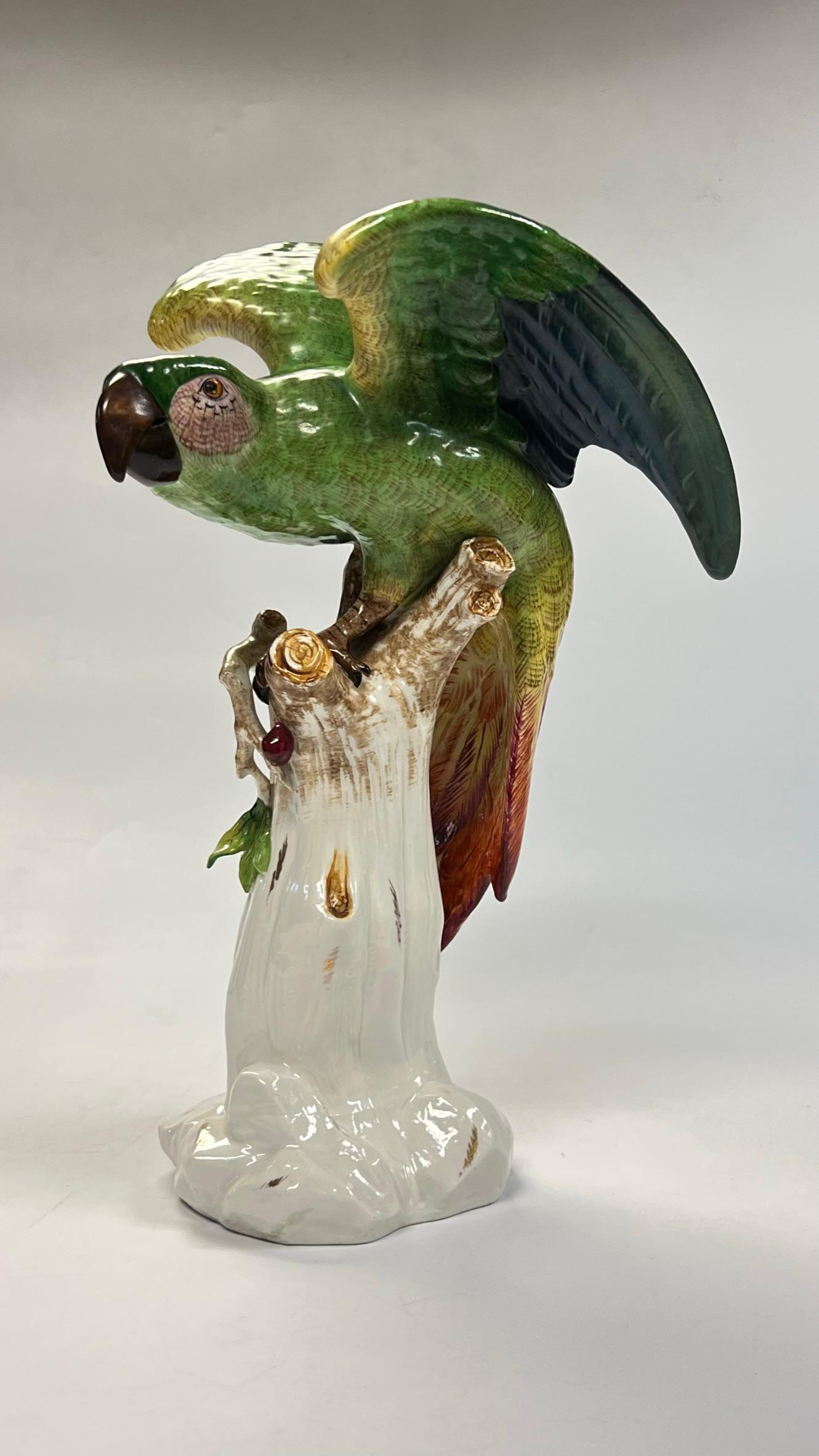 Large German Porcelain Parrot Figurine For Sale 5
