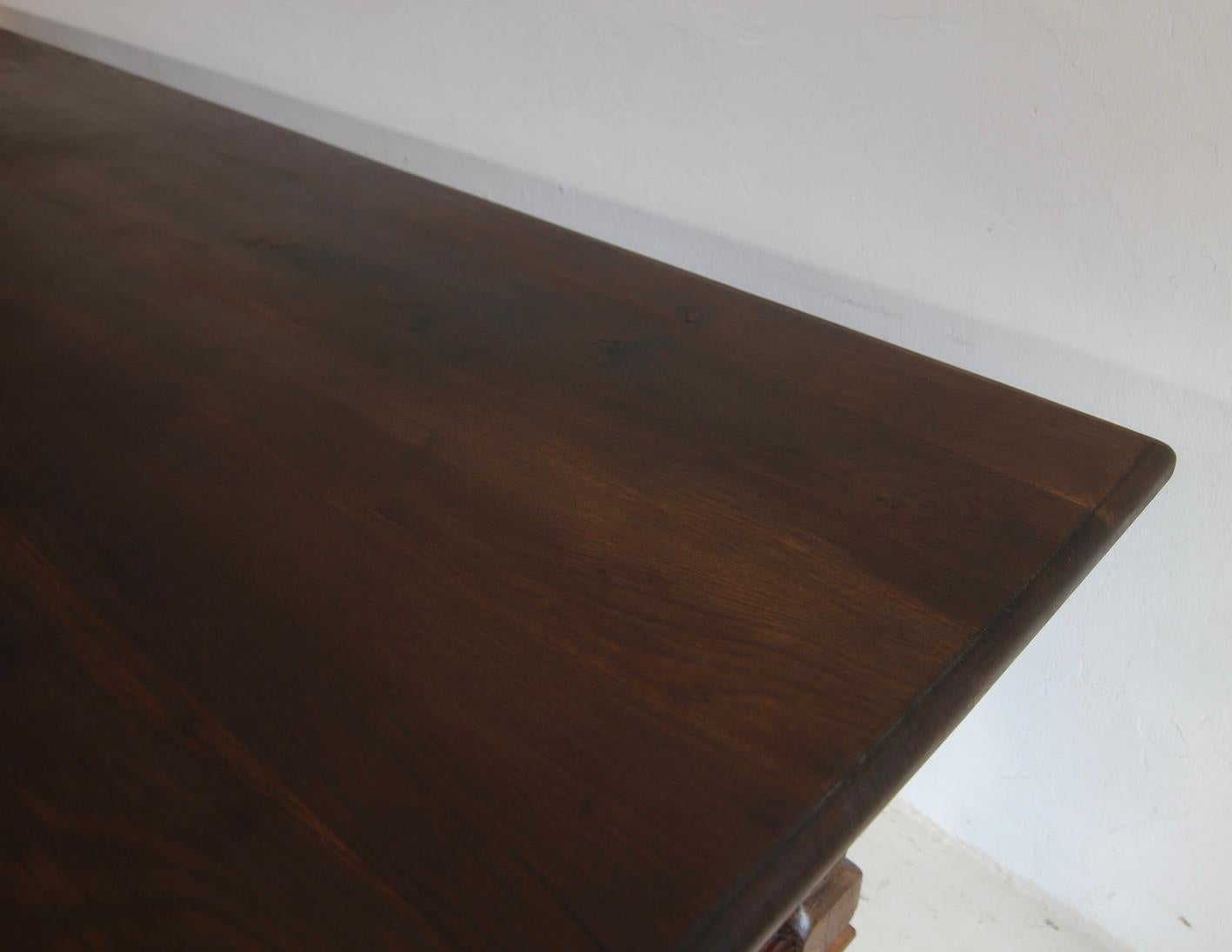 Large German Refectory Dining Table made of Oak For Sale 8