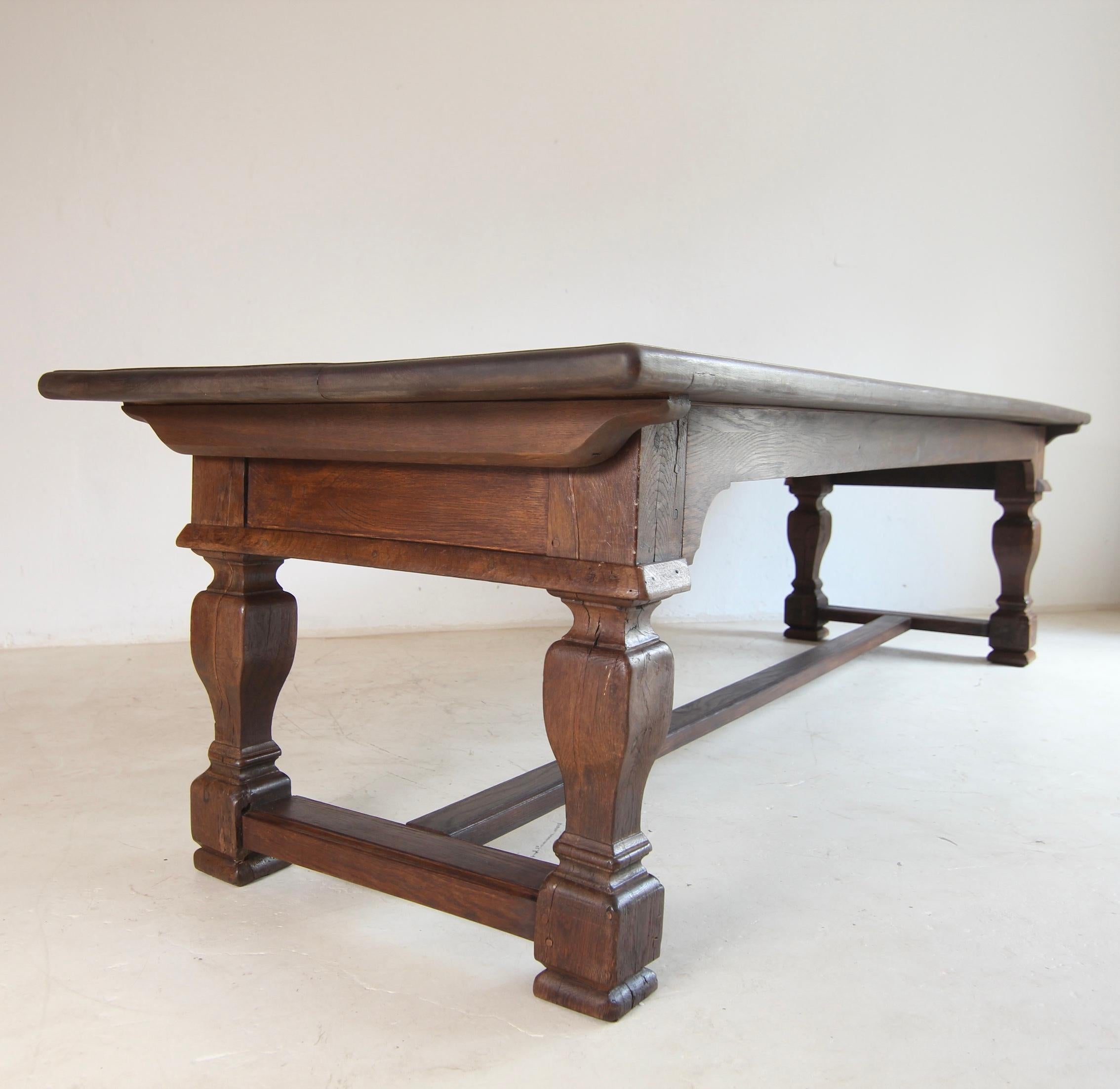 Large German Refectory Dining Table made of Oak For Sale 12