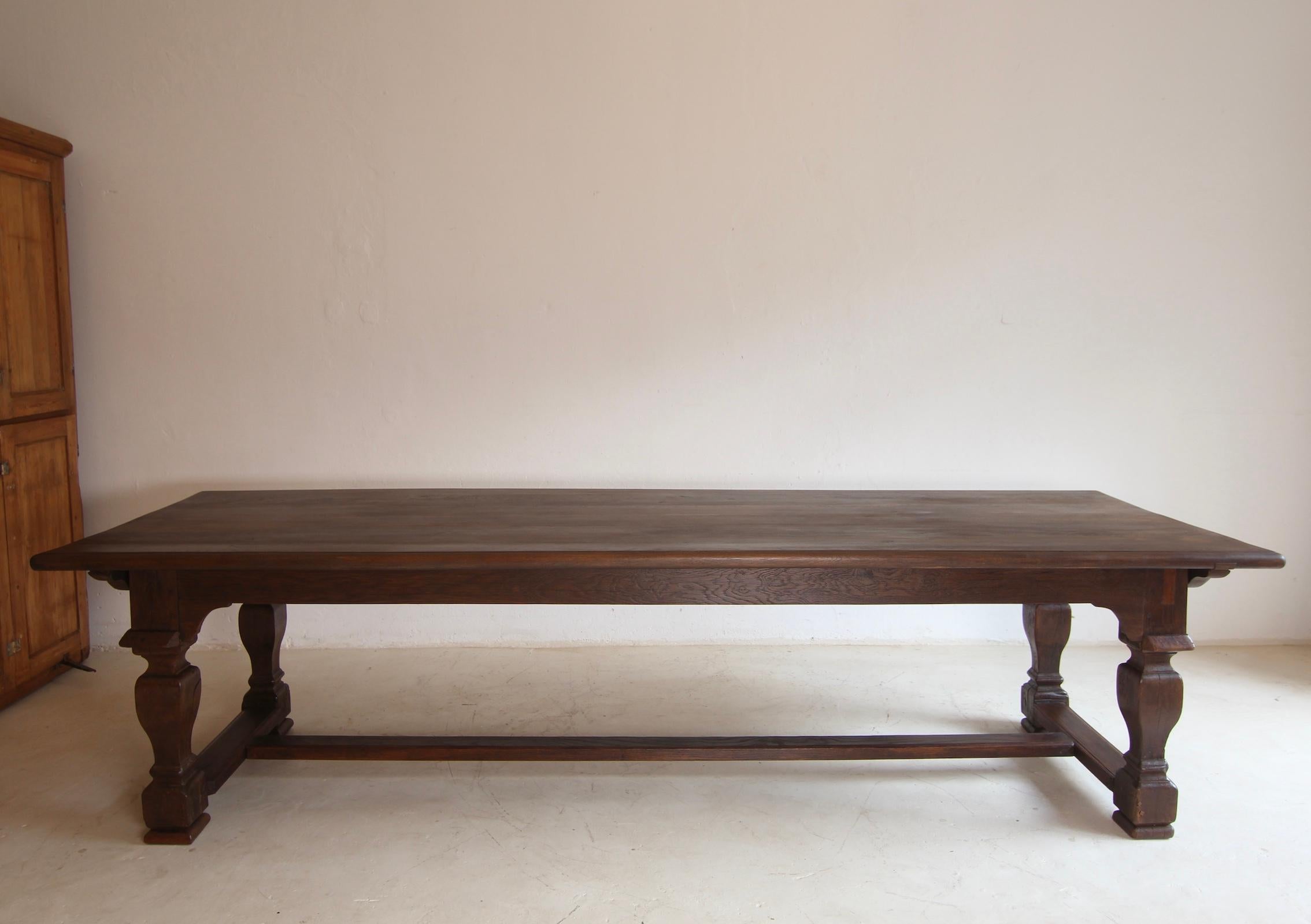 Large German Refectory Dining Table made of Oak For Sale 14
