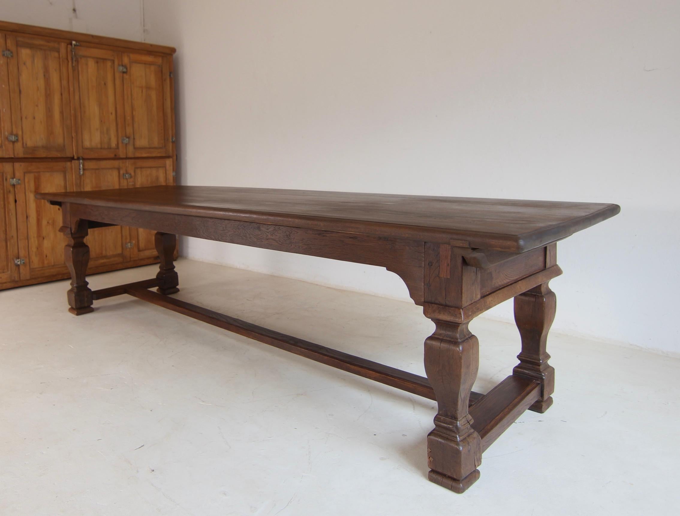 Large German Refectory Dining Table made of Oak For Sale 15