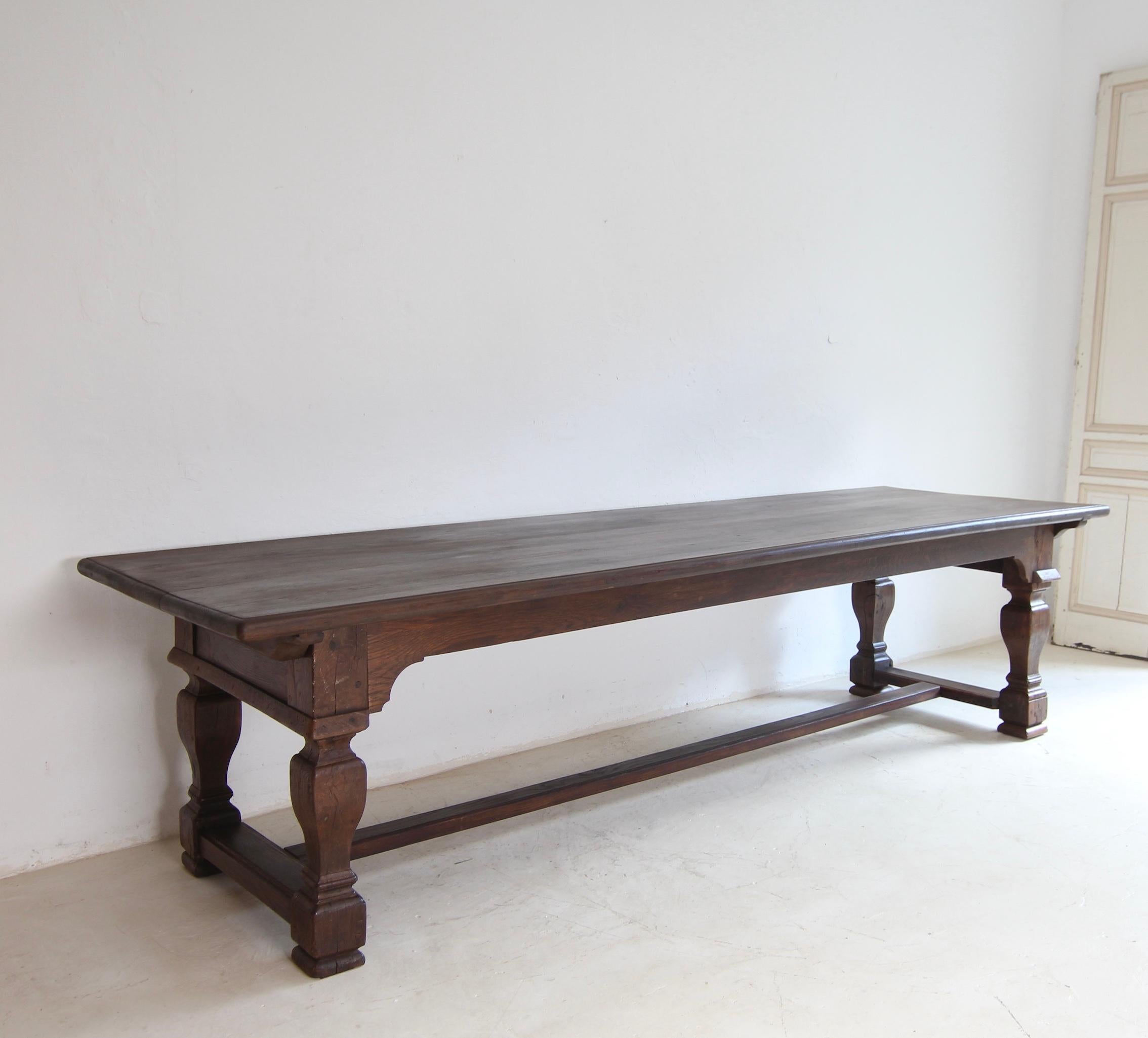 Baroque Large German Refectory Dining Table made of Oak For Sale